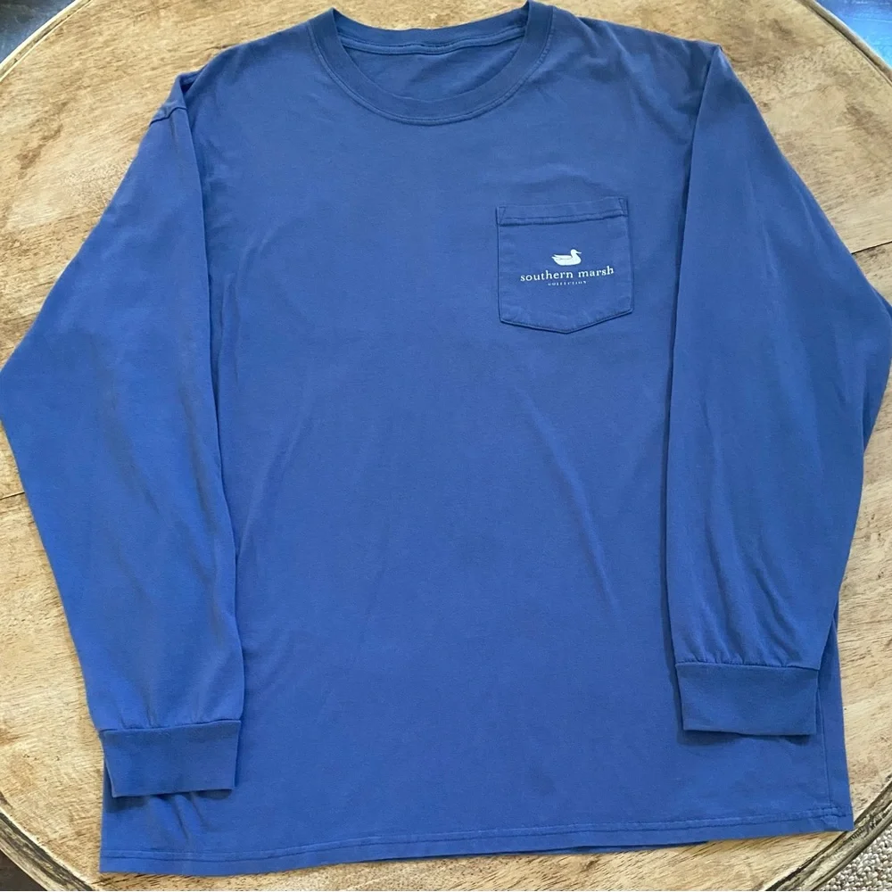 Southern Marsh Mens (see pictures for measurements) Blue Long Sleeve Graphic Tee